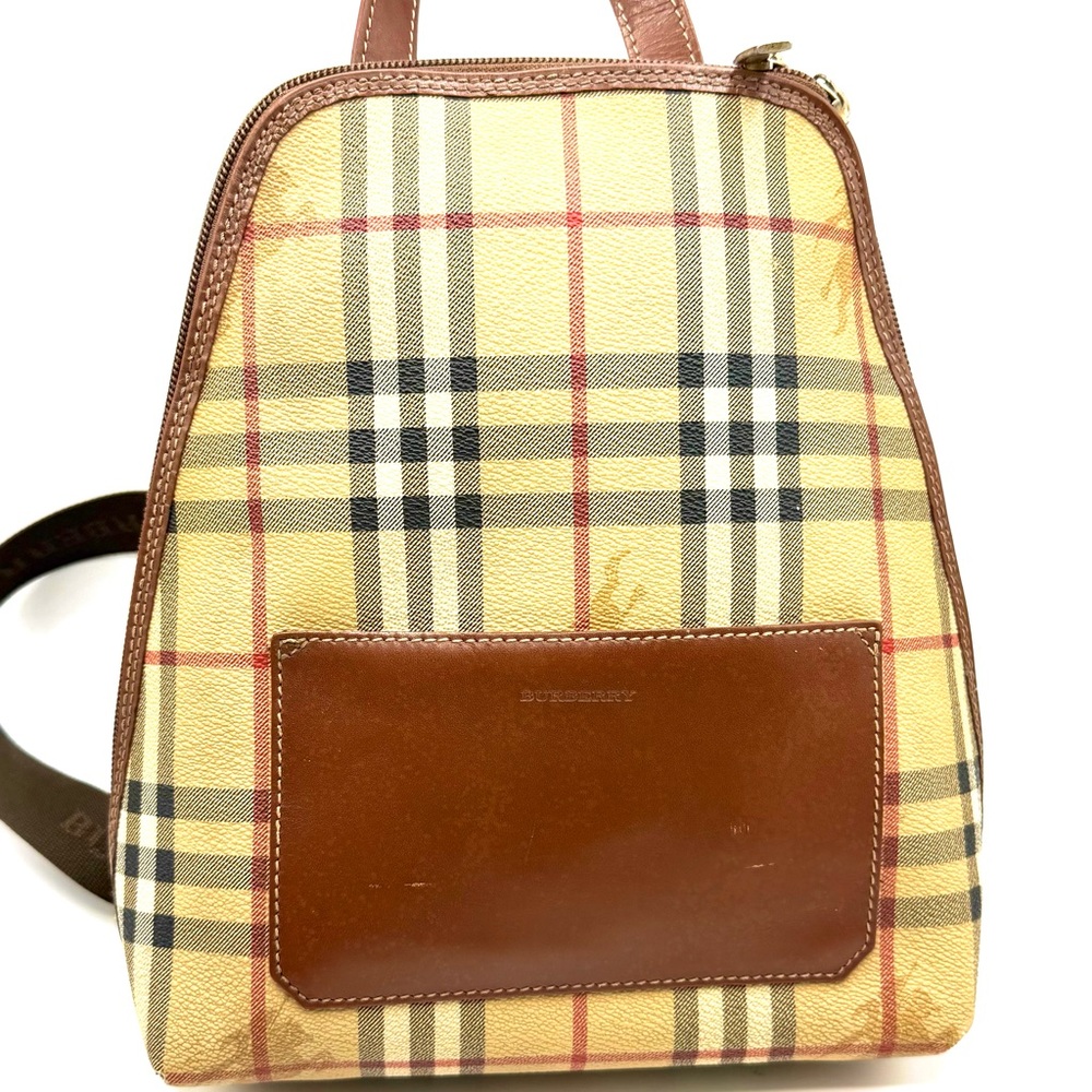 Burberry Checkered Backpack in Tan and Brown